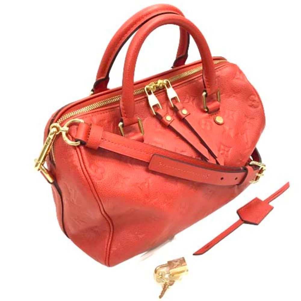Louis Vuitton Speedy 25 Bandouliere Shoulder Bag Monogram Implant Red